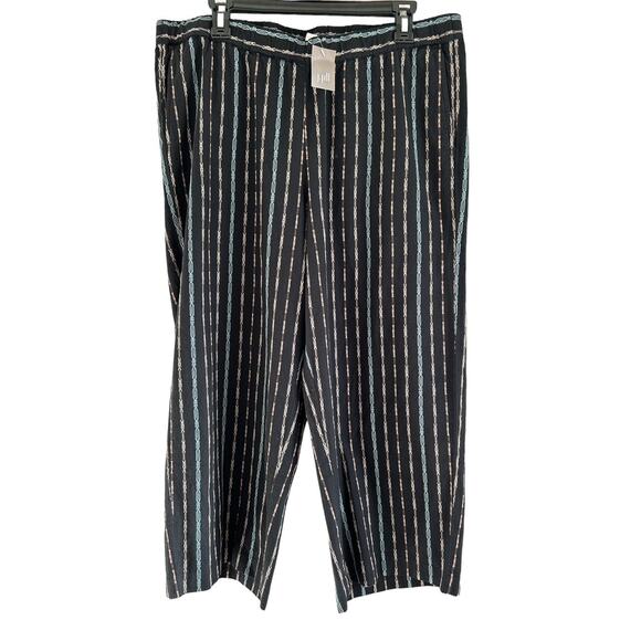 J. Jill Pure Women’s Large Petite‎ 100% Cotton Aztec Print Wide Leg Cropped Pant - Picture 1 of 7